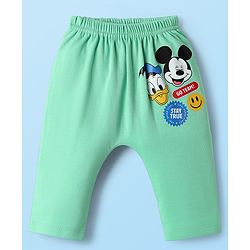 Babyhug Disney Interlock Knit Full Length Diaper Leggings with Mickey & Friends Graphic Pack of 3 - White Yellow & Light Green