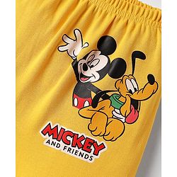 Babyhug Disney Interlock Knit Full Length Diaper Leggings with Mickey & Friends Graphic Pack of 3 - White Yellow & Light Green