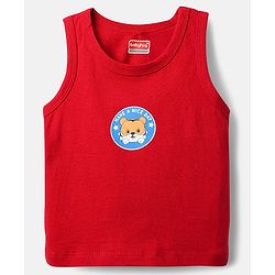 Babyhug 100% Cotton Single Jersey Knit Sleeveless Vests With Stripes & Animal Print Pack Of 3 - Red Light Blue & Yellow