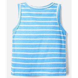 Babyhug 100% Cotton Single Jersey Knit Sleeveless Vests With Stripes & Animal Print Pack Of 3 - Red Light Blue & Yellow