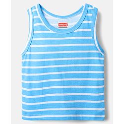 Babyhug 100% Cotton Single Jersey Knit Sleeveless Vests With Stripes & Animal Print Pack Of 3 - Red Light Blue & Yellow