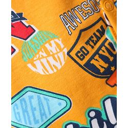 Babyhug 100% Cotton Knit Half Sleeves Front Open Jhablas With Stripes & Animal Print Pack Of 3 - Red & Yellow