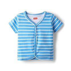 Babyhug 100% Cotton Knit Half Sleeves Front Open Jhablas With Stripes & Animal Print Pack Of 3 - Red & Yellow