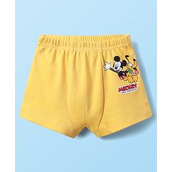 Babyhug Disney Single Jersey Knit Trunks With Mickey & Friends Graphics Pack of 3 - Yellow White & Sea Green