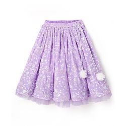 Babyhug Woven Sleeveless Choli Lehenga Set & Dupatta With Sequin Floral Embroidery & Lace Detailing - Lavender