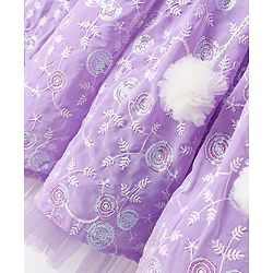 Babyhug Woven Sleeveless Choli Lehenga Set & Dupatta With Sequin Floral Embroidery & Lace Detailing - Lavender