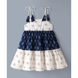 Babyhug 100% Cotton Woven Ethnic Dress with Sleeveless and Floral Print in White