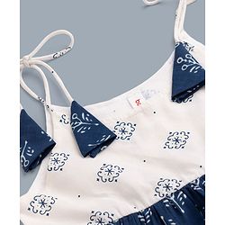 Babyhug 100% Cotton Woven Ethnic Dress with Sleeveless and Floral Print in White