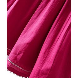 Babyhug Cotton Woven Three Fourth Sleeves Kurti Gharara Set with Dupatta Floral Print & Embroidery - Fuchsia