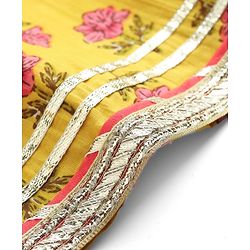 Babyhug Cotton Woven Three Fourth Sleeves Kurti Gharara Set with Dupatta Floral Print & Lace Detailing - Yellow