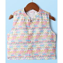 Babyhug Woven Full Sleeves Kurta Pyjama Set With Printed Jacket - White