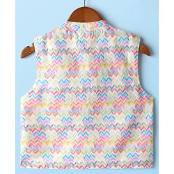 Babyhug Woven Full Sleeves Kurta Pyjama Set With Printed Jacket - White