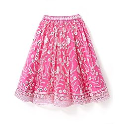 Babyhug Woven Sleeveless Choli And Lehenga Set With Dupatta And Floral Embroidery Sequins Work - Pink