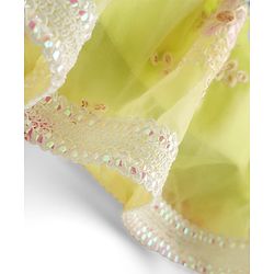Babyhug Woven Half Sleeves Choli Lehenga Set & Dupatta With Sequin Floral Embroidery & Lace Detailing - Lime Green