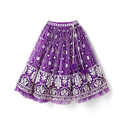 Babyhug Woven Sleeveless Floral Embroidered Choli Lehenga Set with Dupatta & Sequin Detailing - Purple