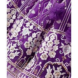 Babyhug Woven Sleeveless Floral Embroidered Choli Lehenga Set with Dupatta & Sequin Detailing - Purple