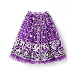 Babyhug Woven Sleeveless Floral Embroidered Choli Lehenga Set with Dupatta & Sequin Detailing - Purple