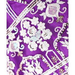 Babyhug Woven Sleeveless Floral Embroidered Choli Lehenga Set with Dupatta & Sequin Detailing - Purple