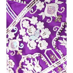 Babyhug Woven Sleeveless Floral Embroidered Choli Lehenga Set with Dupatta & Sequin Detailing - Purple