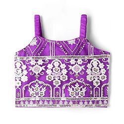 Babyhug Woven Sleeveless Floral Embroidered Choli Lehenga Set with Dupatta & Sequin Detailing - Purple