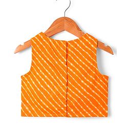 Babyhug Cotton Woven Sleeveless Choli Lehenga and Dupatta Set with Bandhani Print - Orange