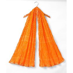 Babyhug Cotton Woven Sleeveless Choli Lehenga and Dupatta Set with Bandhani Print - Orange