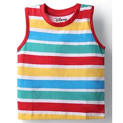 Babyhug Disney Single Jersey Knit Sleeveless T-Shirt And Dungaree Set With Car Graphics - Blue & Yellow
