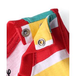 Babyhug Disney Single Jersey Knit Sleeveless T-Shirt And Dungaree Set With Car Graphics - Blue & Yellow