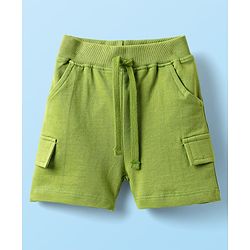 Babyhug Single Jersey Knit Half Sleeves T-Shirt & Shorts Set with Animal Print - White & Green