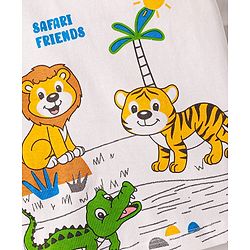 Babyhug Single Jersey Knit Half Sleeves T-Shirt & Shorts Set with Animal Print - White & Green