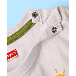 Babyhug Single Jersey Knit Half Sleeves T-Shirt & Shorts Set with Animal Print - White & Green