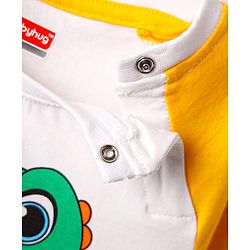 Babyhug Single Jersey Knit Half Raglan Sleeves T-Shirt & Shorts Set With Dino Print - White & Green