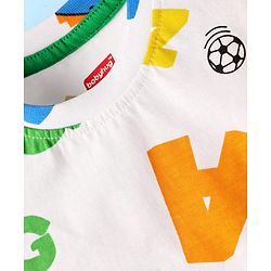Babyhug Single Jersey Knit Sleeveless Tank T-Shirt & Shorts With Alphabet Print - Green & White