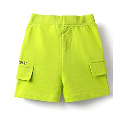 Babyhug Single Jersey Knit Sleeveless T-Shirt & Shorts Set with Carlifornia Text Print - Blue & Limegreen