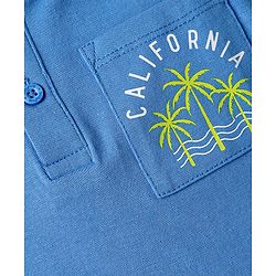 Babyhug Single Jersey Knit Sleeveless T-Shirt & Shorts Set with Carlifornia Text Print - Blue & Limegreen
