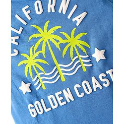 Babyhug Single Jersey Knit Sleeveless T-Shirt & Shorts Set with Carlifornia Text Print - Blue & Limegreen