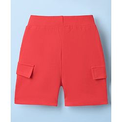 Babyhug Single Jersey Knit Half Sleeves T-Shirt & Shorts With Beach Theme Print - Red & White