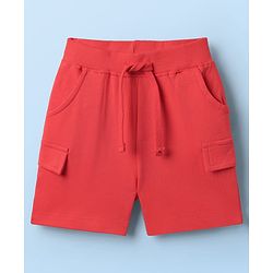 Babyhug Single Jersey Knit Half Sleeves T-Shirt & Shorts With Beach Theme Print - Red & White