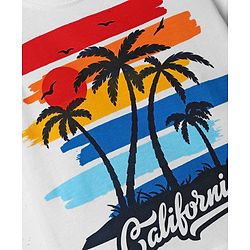 Babyhug Single Jersey Knit Half Sleeves T-Shirt & Shorts With Beach Theme Print - Red & White