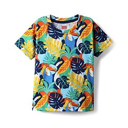 Babyhug Single Jersey Knit Half Sleeves T-Shirt & Shorts Set With Leaf Print - Blue