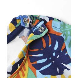 Babyhug Single Jersey Knit Half Sleeves T-Shirt & Shorts Set With Leaf Print - Blue