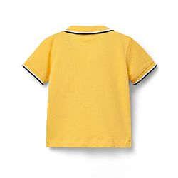 Babyhug Single Jersey Knit Half Sleeves Polo T-Shirt & Shorts Set with Text Print - Yellow & Blue