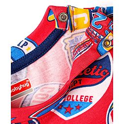 Babyhug Single Jersey Knit Half Sleeves T-Shirt & Shorts Set with Sports Theme Print - Red & Blue
