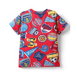 Babyhug Single Jersey Knit Half Sleeves T-Shirt & Shorts Set with Sports Theme Print - Red & Blue