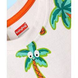 Babyhug Single Jersey Knit Sleeveless Tank T-Shirt & Shorts With Tropical Print - Aqua Blue & White