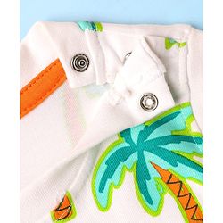 Babyhug Single Jersey Knit Sleeveless Tank T-Shirt & Shorts With Tropical Print - Aqua Blue & White