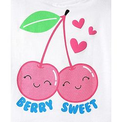 Babyhug Cotton Knit Half Sleeves T-shirt With Cherry Print - White