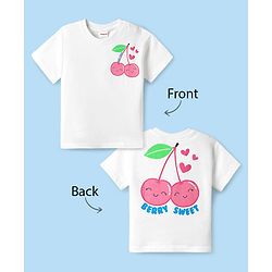 Babyhug Cotton Knit Half Sleeves T-shirt With Cherry Print - White