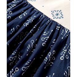 Babyhug Cotton Woven Sleeveless Ethnic Dress With Cambric Print - White & Blue