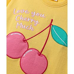 Babyhug Cotton Knit Half Sleeves T-Shirt with Cherry Print - Yellow